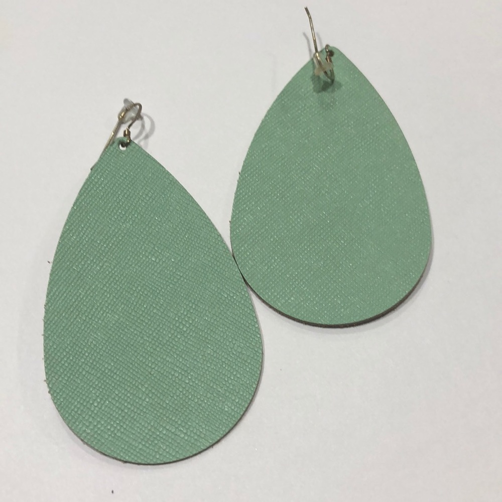 Nickel & Suede Earrings in sea foam green